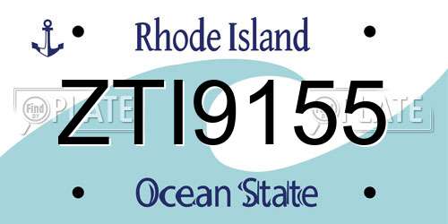ZTI9155 Rhode Island License Plate