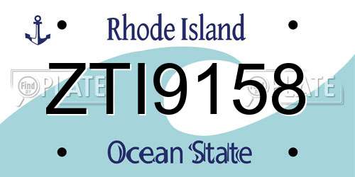 ZTI9158 Rhode Island License Plate