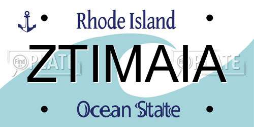 ZTIMAIA Rhode Island License Plate