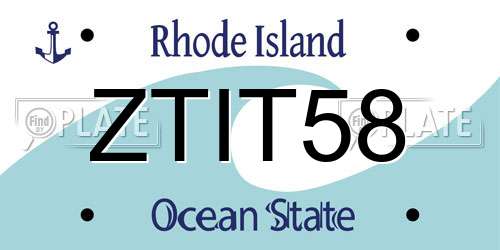 ZTIT58 Rhode Island License Plate