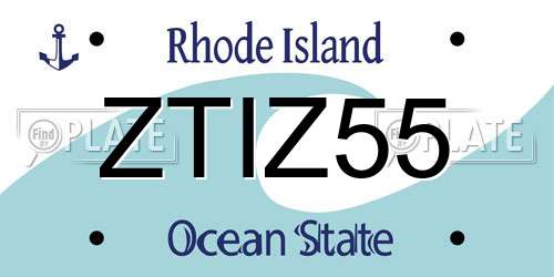 ZTIZ55 Rhode Island License Plate