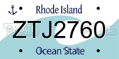 ZTJ2760 Rhode Island License Plate