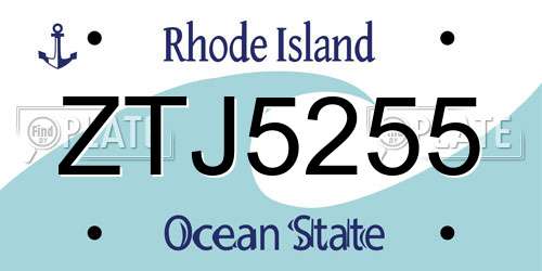 ZTJ5255 Rhode Island License Plate