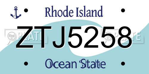 ZTJ5258 Rhode Island License Plate
