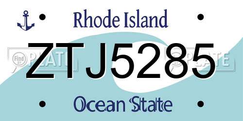 ZTJ5285 Rhode Island License Plate