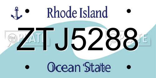 ZTJ5288 Rhode Island License Plate