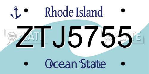 ZTJ5755 Rhode Island License Plate