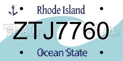 ZTJ7760 Rhode Island License Plate