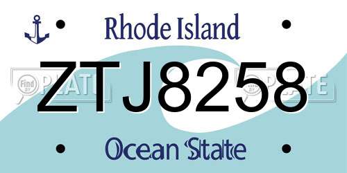 ZTJ8258 Rhode Island License Plate