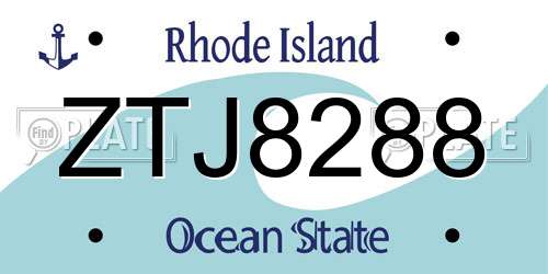 ZTJ8288 Rhode Island License Plate