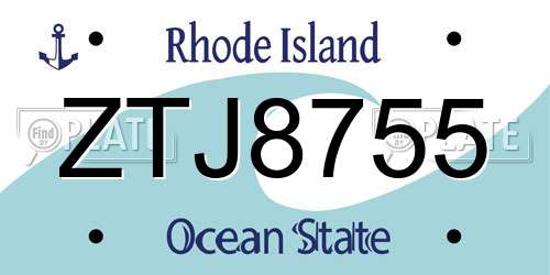 ZTJ8755 Rhode Island License Plate