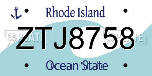 ZTJ8758 Rhode Island License Plate
