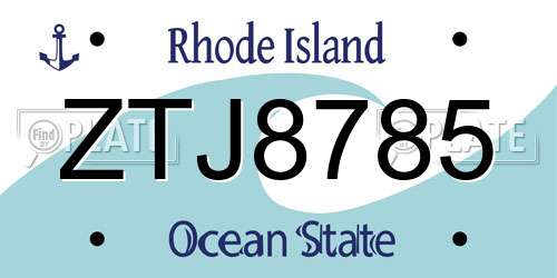 ZTJ8785 Rhode Island License Plate