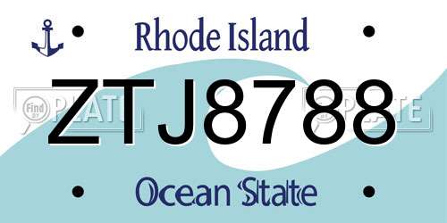 ZTJ8788 Rhode Island License Plate