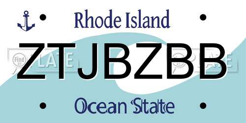 ZTJBZBB Rhode Island License Plate