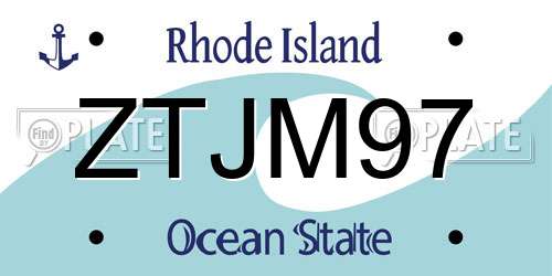 ZTJM97 Rhode Island License Plate