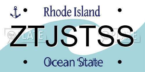 ZTJSTSS Rhode Island License Plate