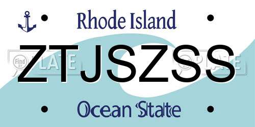 ZTJSZSS Rhode Island License Plate