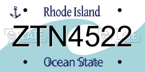 ZTN4522 Rhode Island License Plate