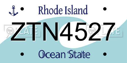 ZTN4527 Rhode Island License Plate