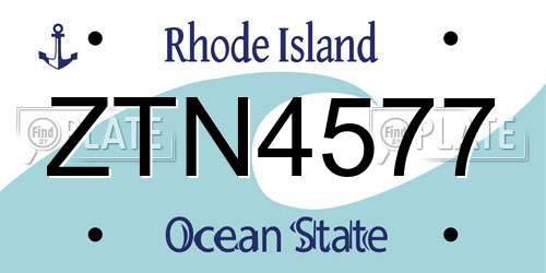 ZTN4577 Rhode Island License Plate