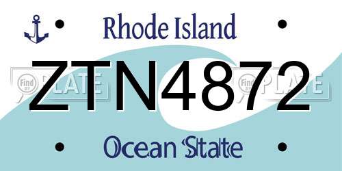 ZTN4872 Rhode Island License Plate