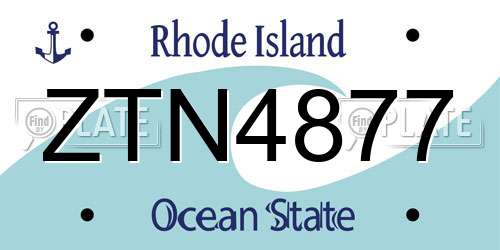 ZTN4877 Rhode Island License Plate