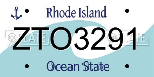ZTO3291 Rhode Island License Plate