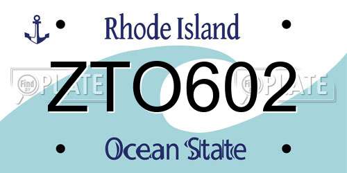 ZTO602 Rhode Island License Plate