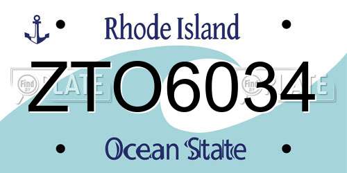 ZTO6034 Rhode Island License Plate