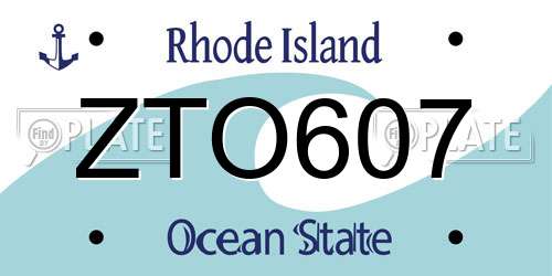 ZTO607 Rhode Island License Plate
