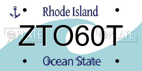 ZTO60T Rhode Island License Plate