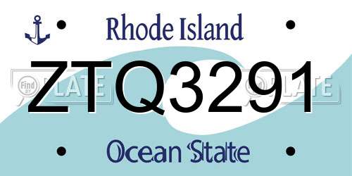 ZTQ3291 Rhode Island License Plate