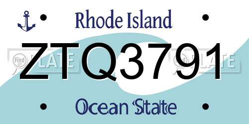 ZTQ3791 Rhode Island License Plate