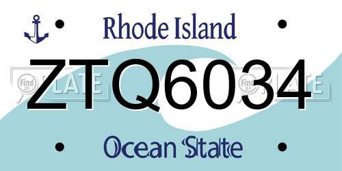ZTQ6034 Rhode Island License Plate