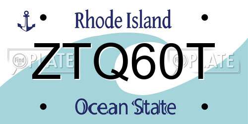 ZTQ60T Rhode Island License Plate