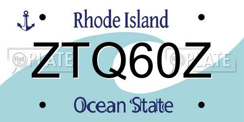 ZTQ60Z Rhode Island License Plate