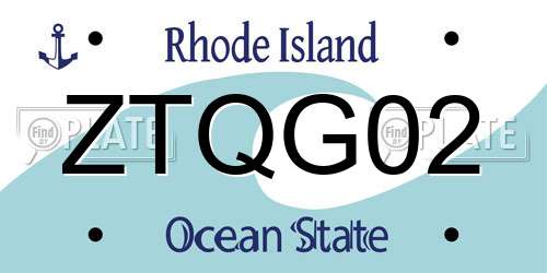 ZTQG02 Rhode Island License Plate