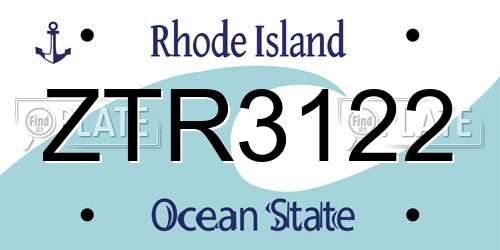 ZTR3122 Rhode Island License Plate