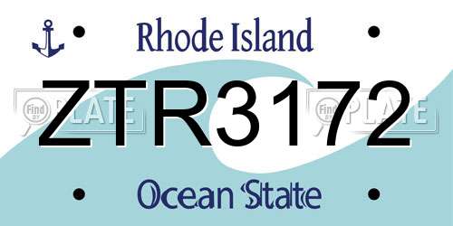 ZTR3172 Rhode Island License Plate
