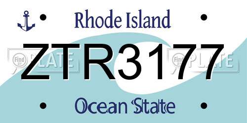 ZTR3177 Rhode Island License Plate