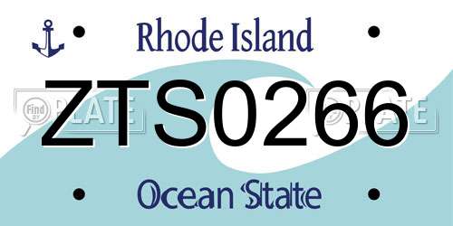 ZTS0266 Rhode Island License Plate