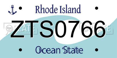 ZTS0766 Rhode Island License Plate