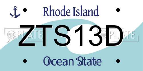 ZTS13D Rhode Island License Plate