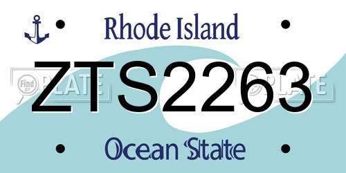 ZTS2263 Rhode Island License Plate