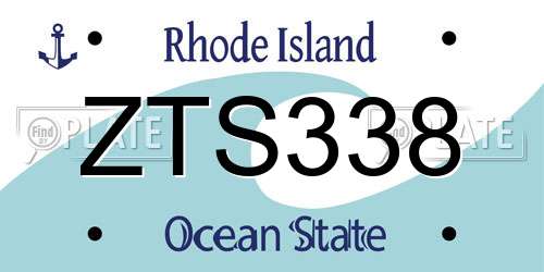 ZTS338 Rhode Island License Plate