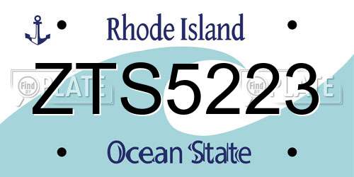 ZTS5223 Rhode Island License Plate