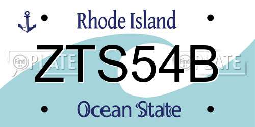 ZTS54B Rhode Island License Plate