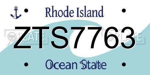ZTS7763 Rhode Island License Plate