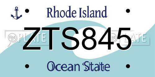 ZTS845 Rhode Island License Plate